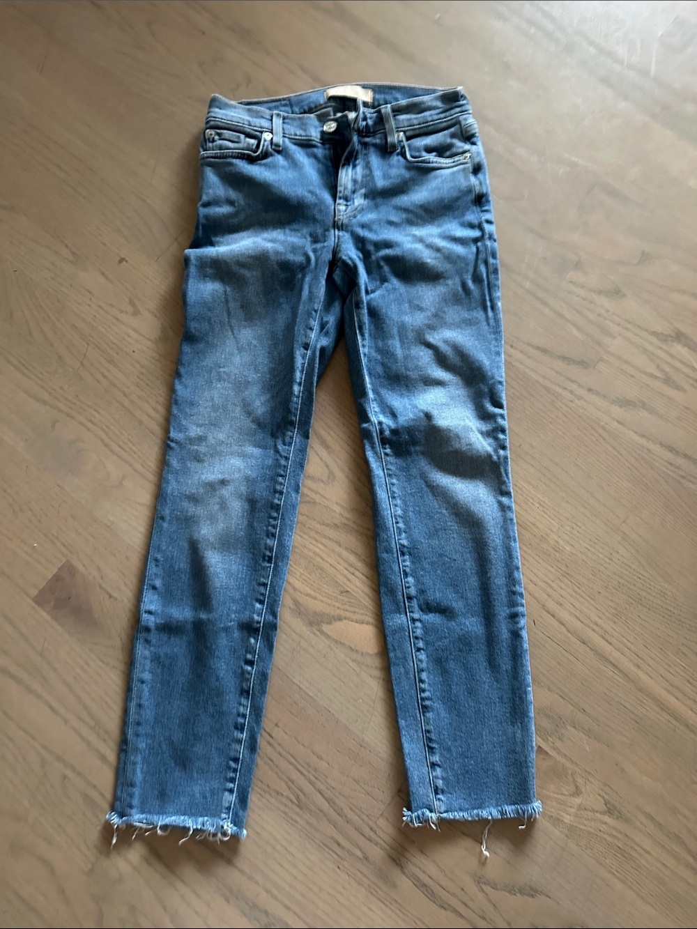 7 For All Mankind Luxe Vintage Blue Denim Jeans Roxanne Crop